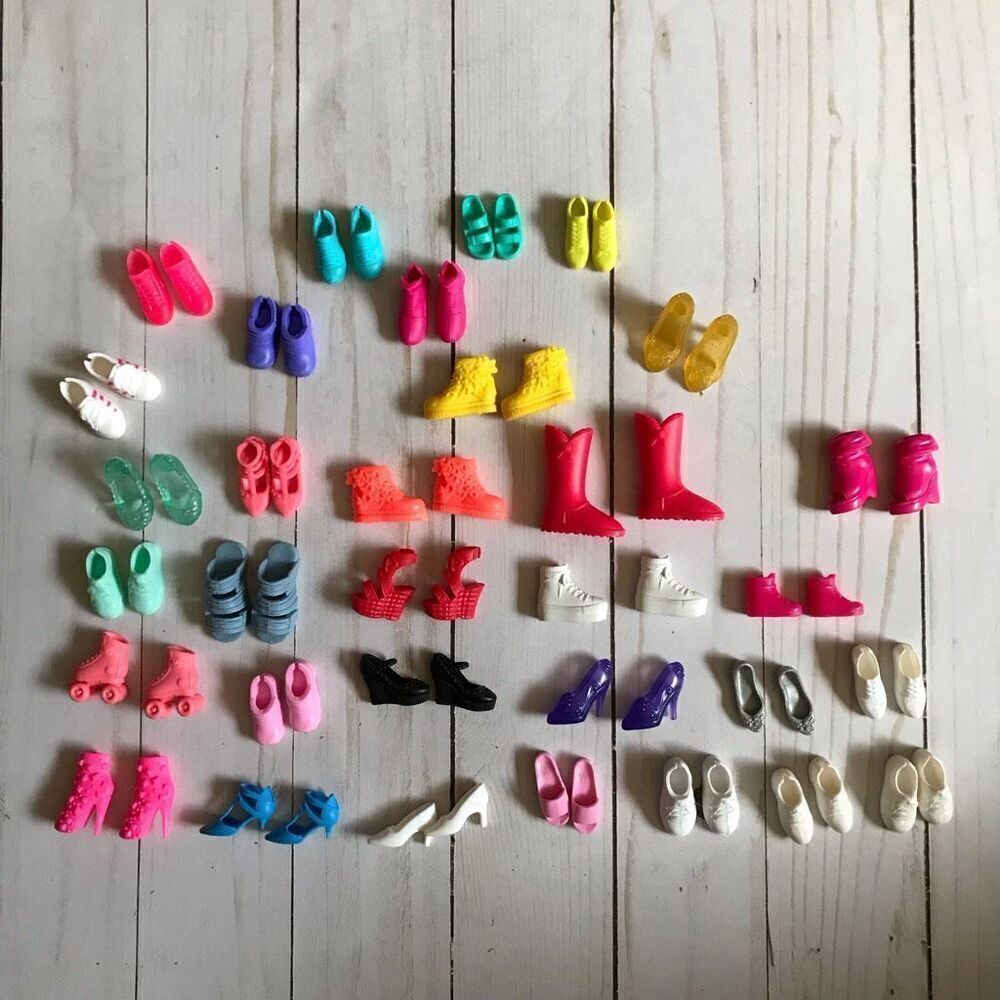 Barbie Ken Fashion 11.5” Doll shoes 32 piece lot skates, heels, tennis shoes
